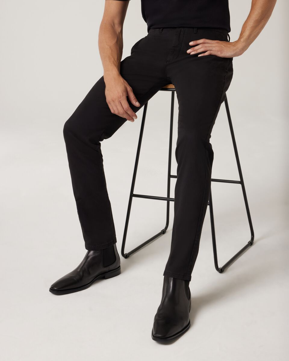 Slim Stretch Cotton Chino, Black, hi-res